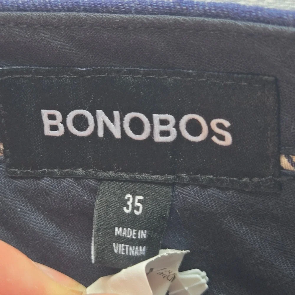 Bonobos Mens Blue Marzotto Italian Wool Dress Pants Trousers Size 35x30 Slim Fit